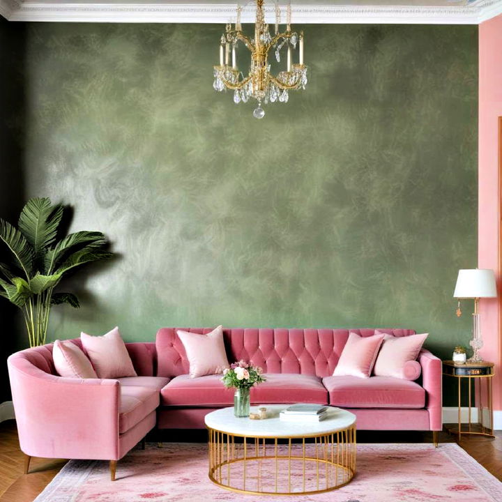 velvet pink couch to add luxurious touch