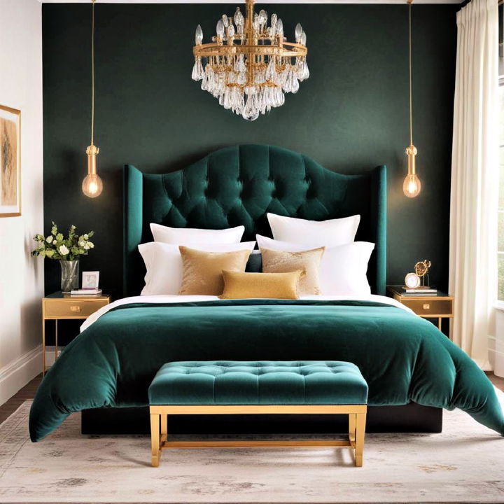 velvet upholstery bedroom idea