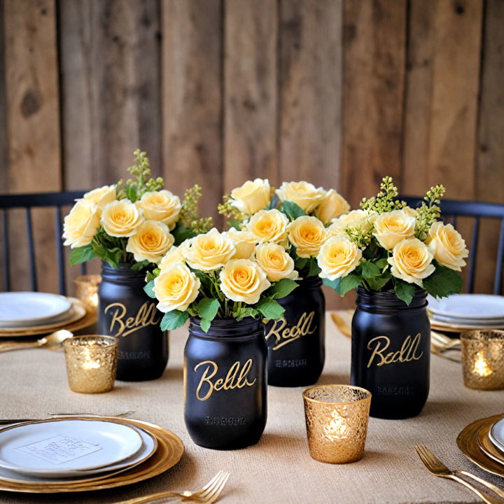 versatile black mason jars with gold tops