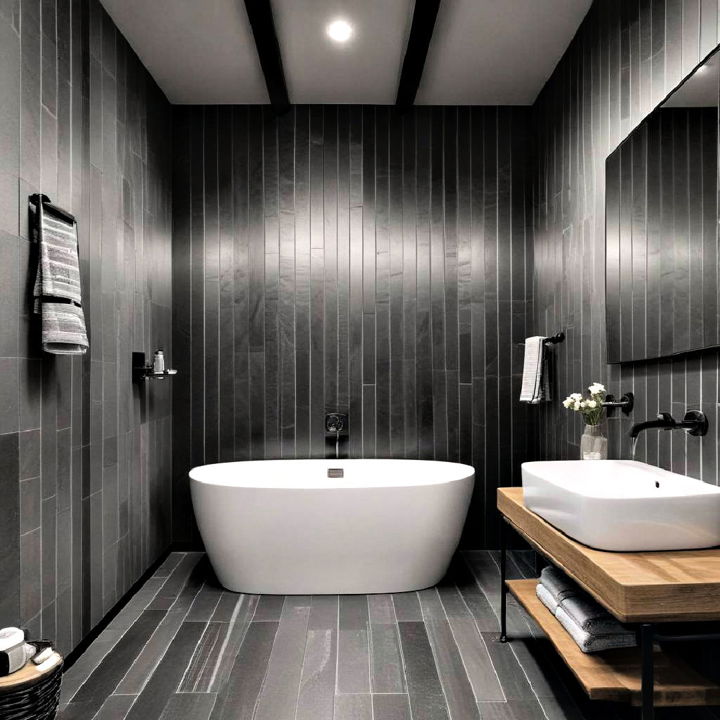 vertical stripes tiles bathroom