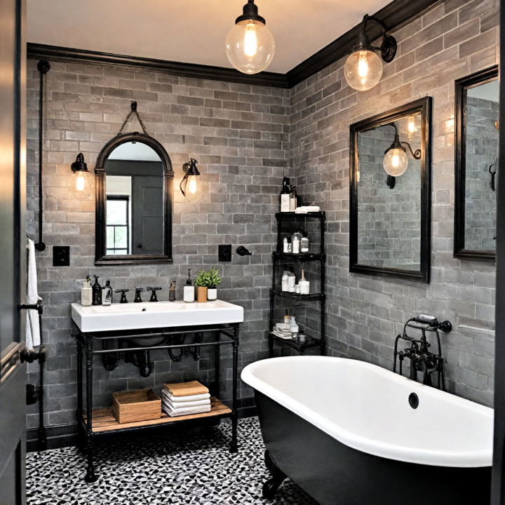 vintage black and grey bathroom