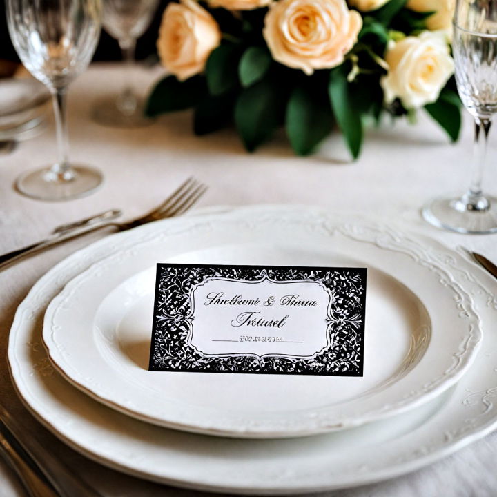 vintage black and white place cards