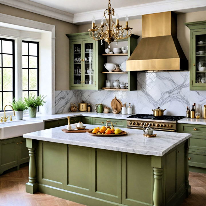 vintage glamour olive green kitchen