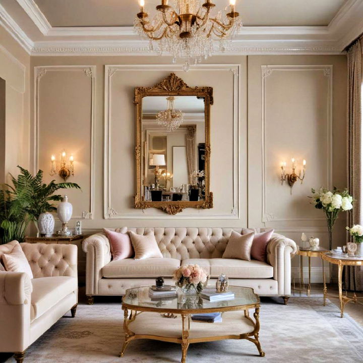 vintage glamour themed living room