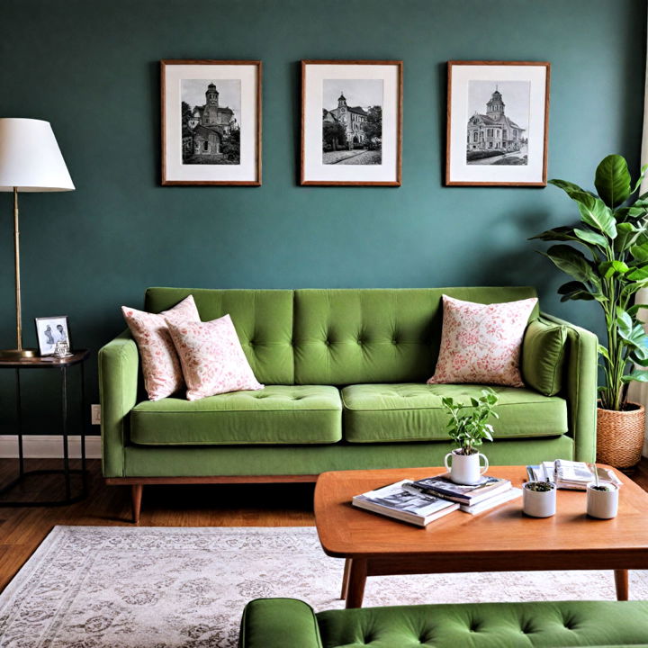 vintage inspired green couch