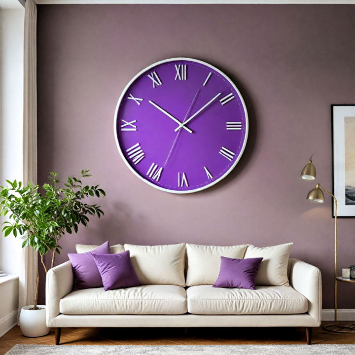 wall clock with purple elements