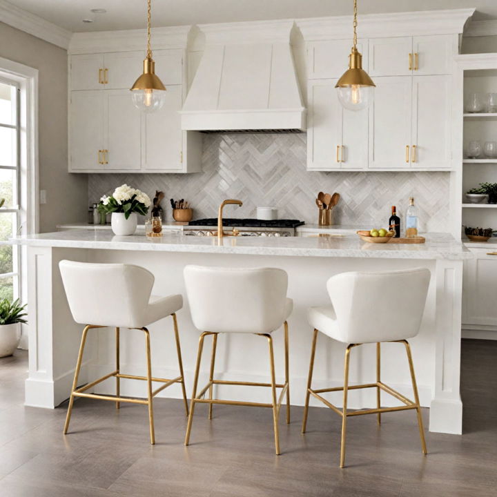 white and gold bar stools