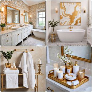 white and gold bathroom ideas