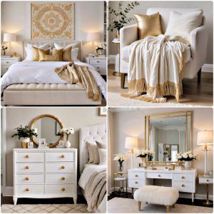 white and gold bedroom ideas