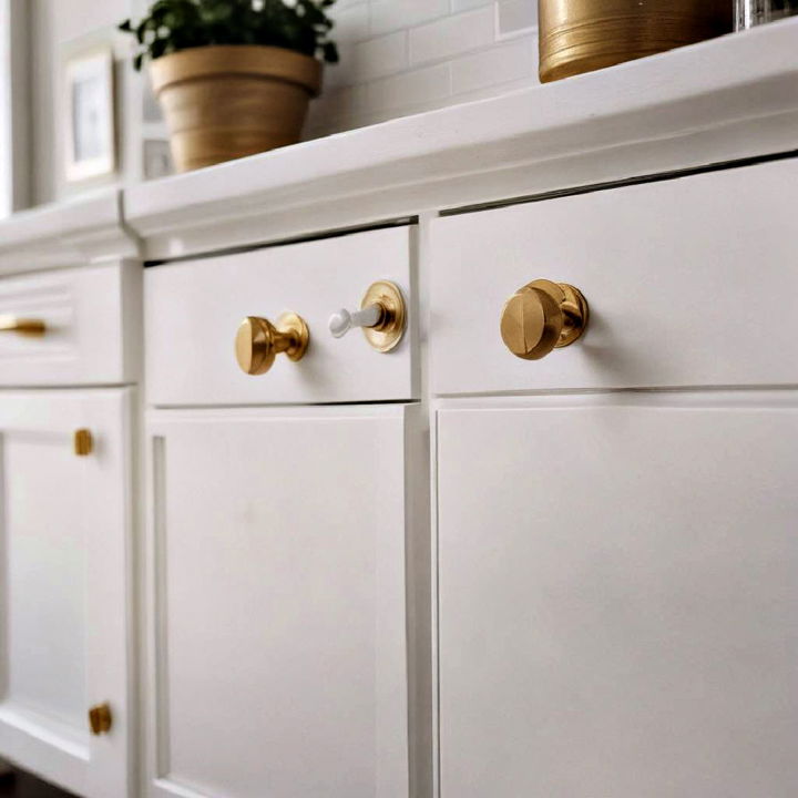 white and gold drawer pulls