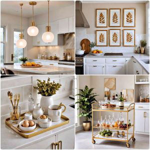 white and gold kitchen ideas