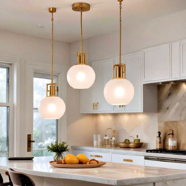 white and gold light fixtures for kitchen