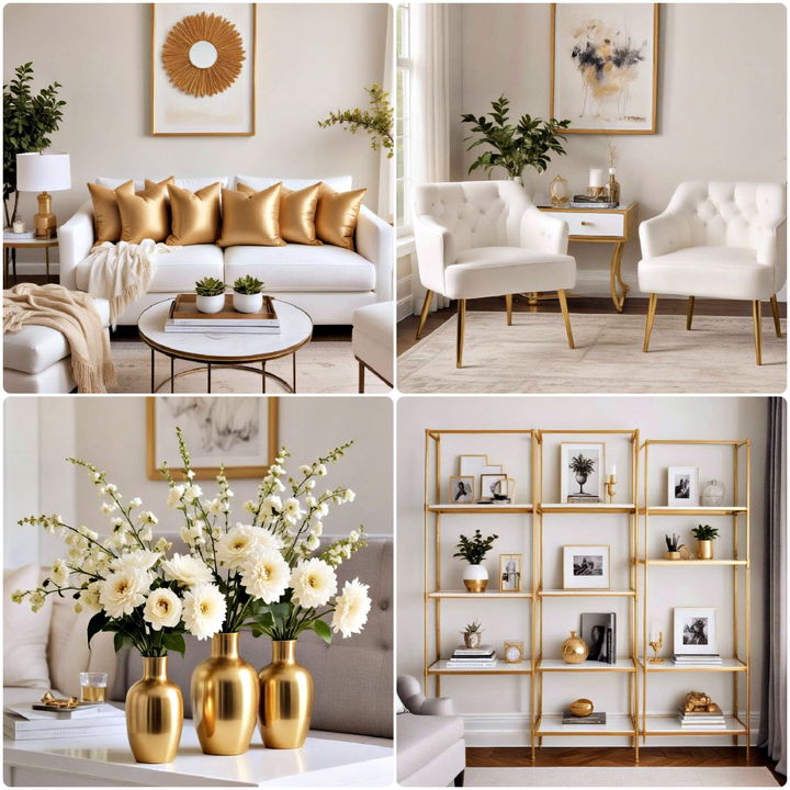 white and gold living room ideas