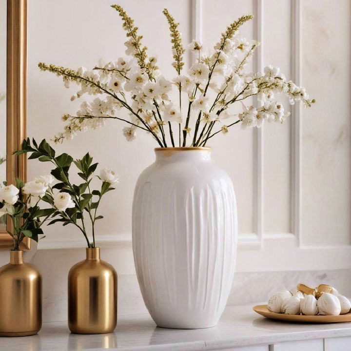 white ceramic vase with gold detailing