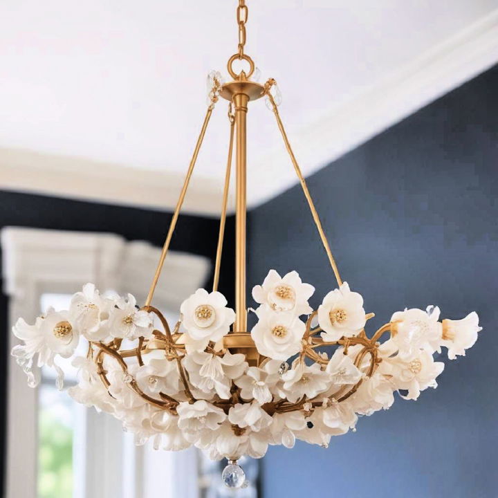 white chandeliers with gold detailing