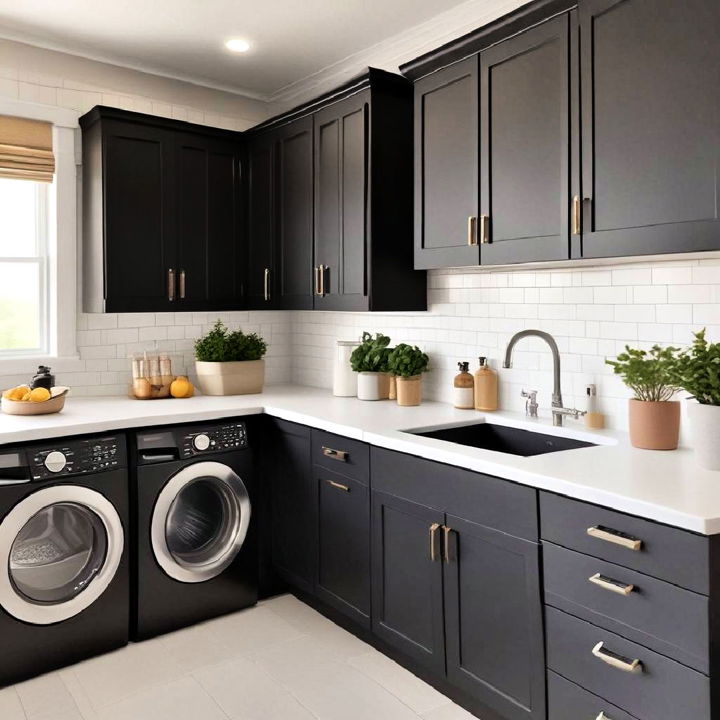 white countertops laundry room