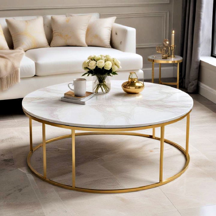 white marble coffee table with golden legs