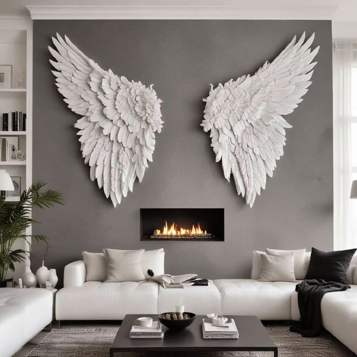 white wings wall sculptures for living room