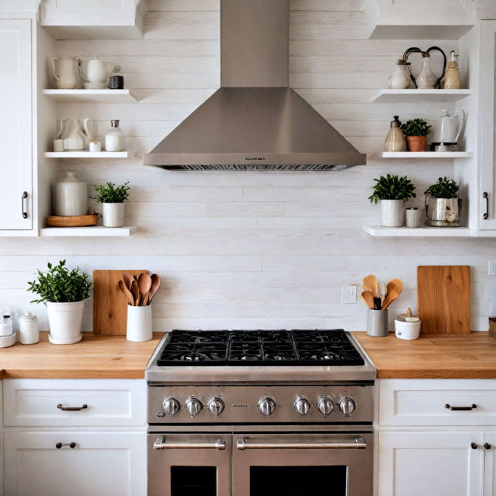 whitewashed shiplap backsplash for small kitchen