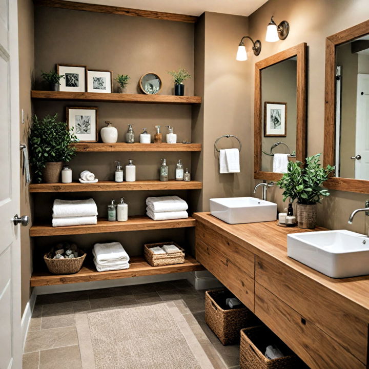 wooden accents bathroom