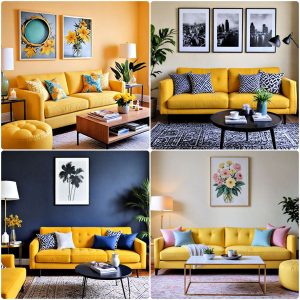 yellow couch living room ideas