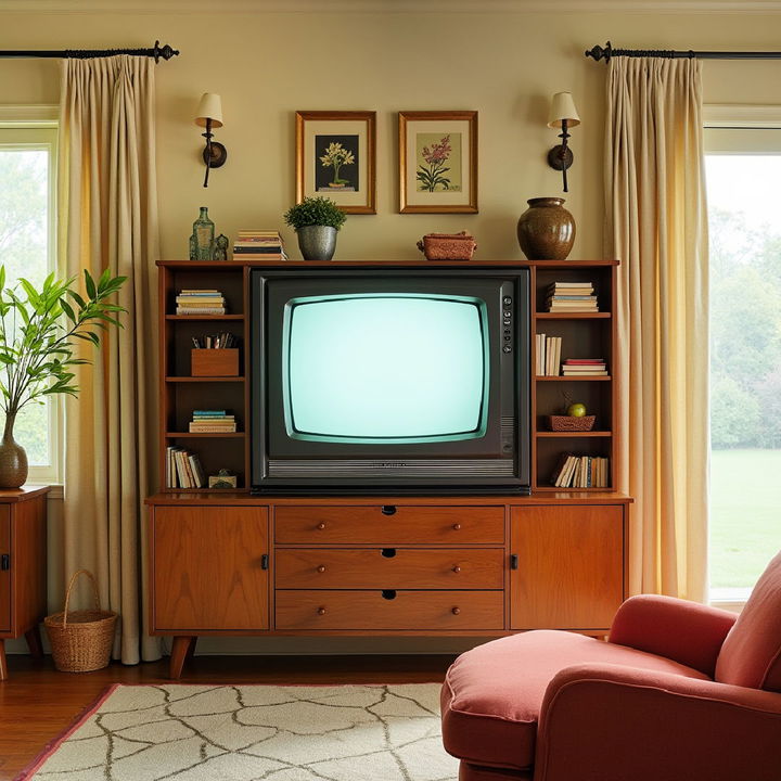 1950s living room tv console