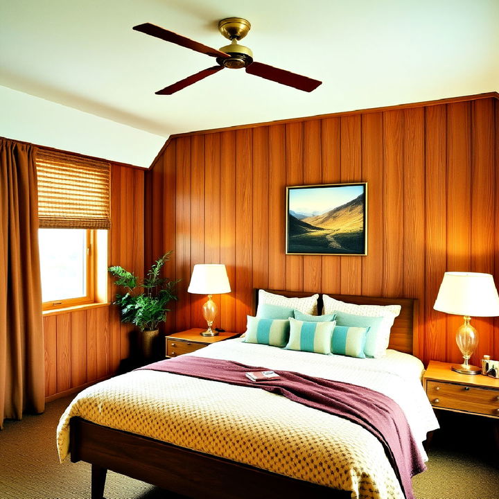 60s wooden wall paneling for bedroom