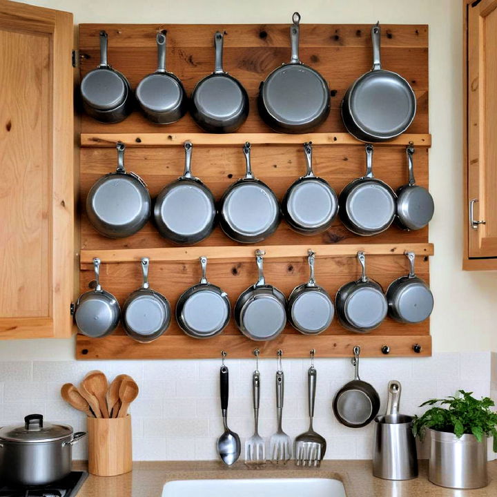 DIY wooden board pot storage