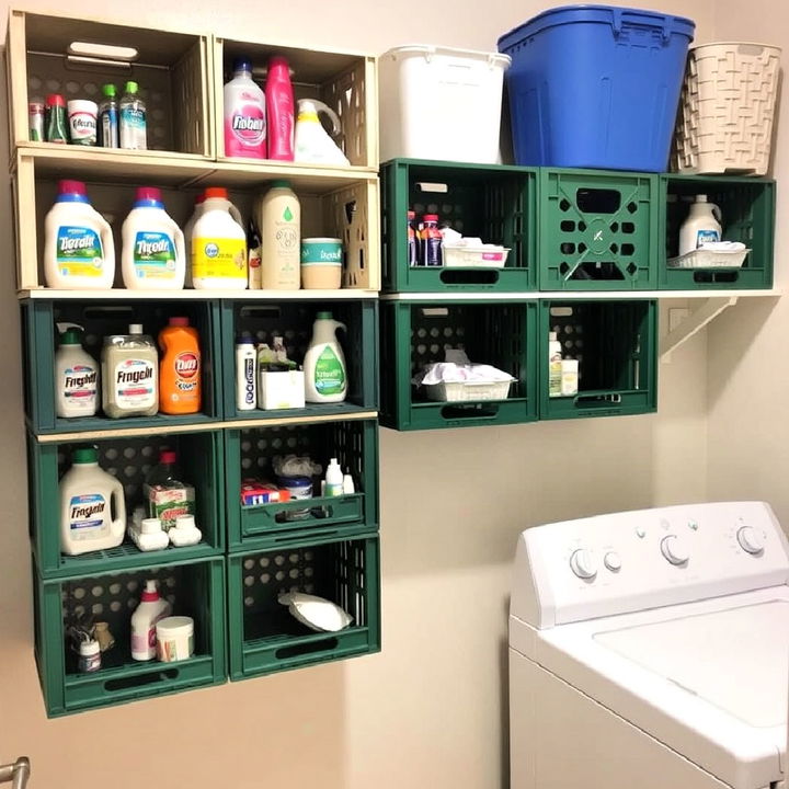 Laundry Room Crate Shelving