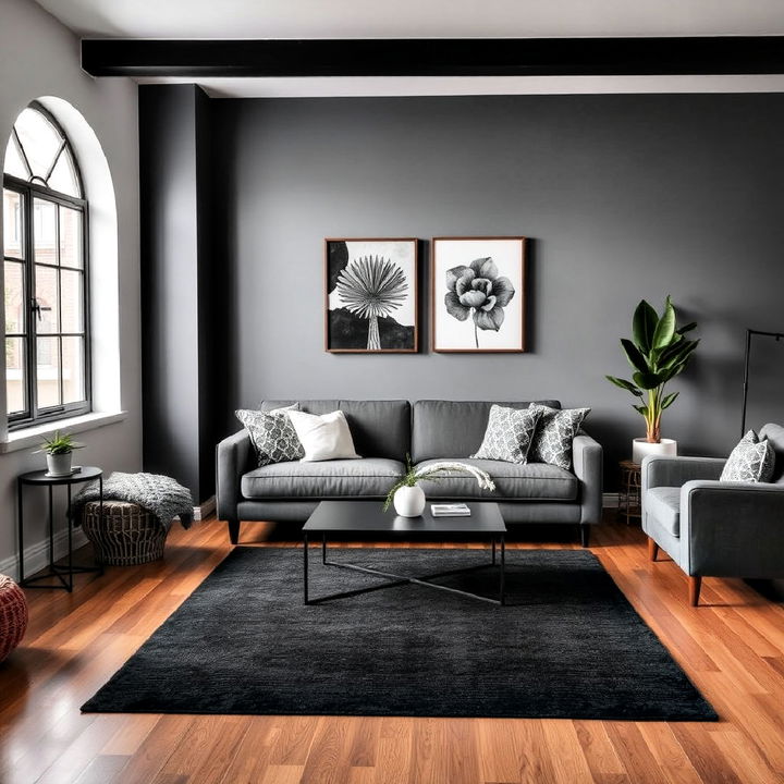 Pairing grey couch with a charcoal rug