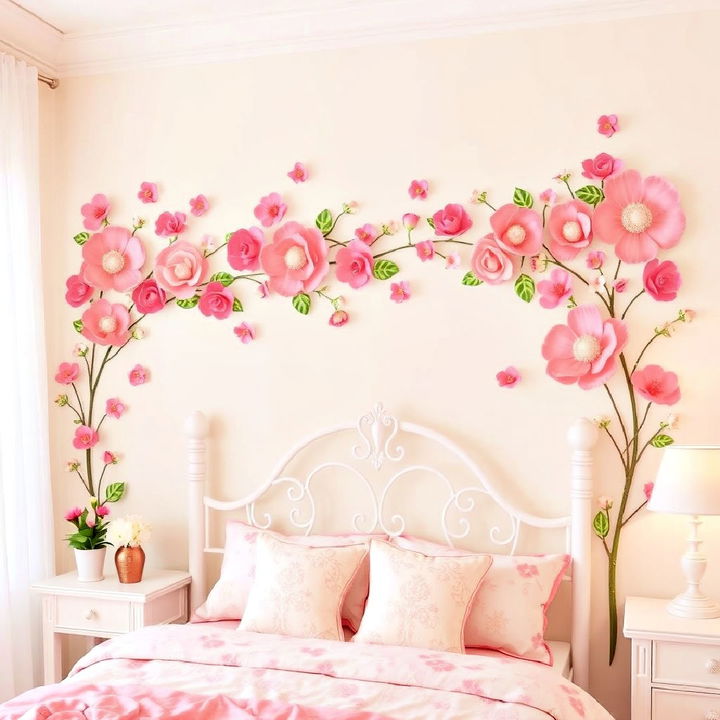 above the bed enchanting floral wall accents