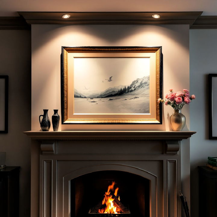 accent lighting for fireplace art