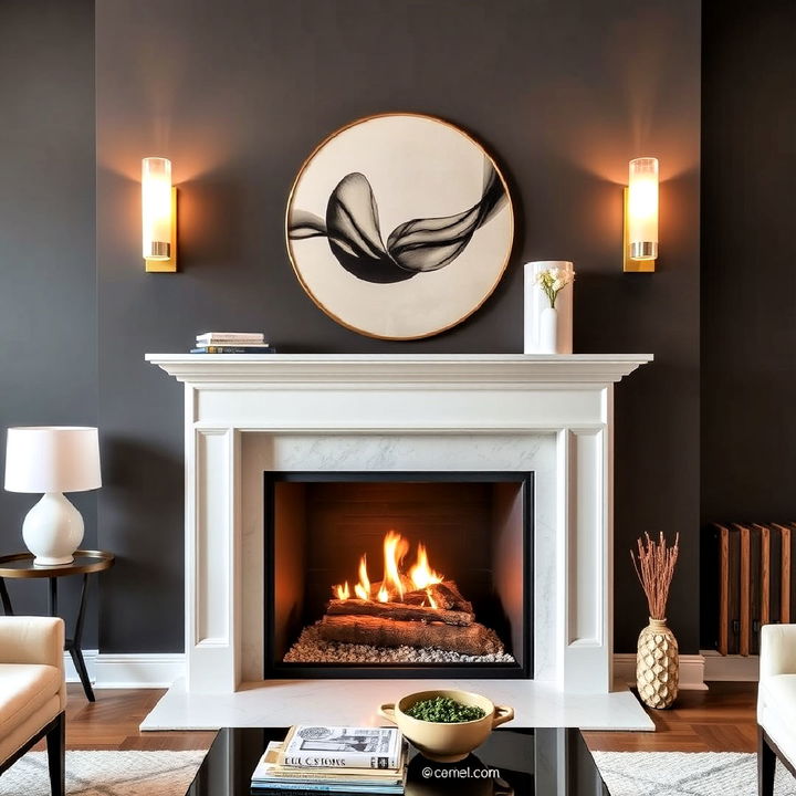 acrylic sconces for a modern fireplace look