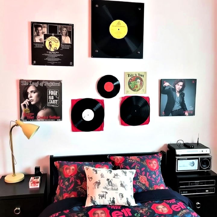 add a nostalgic vibe with a vinyl record decor