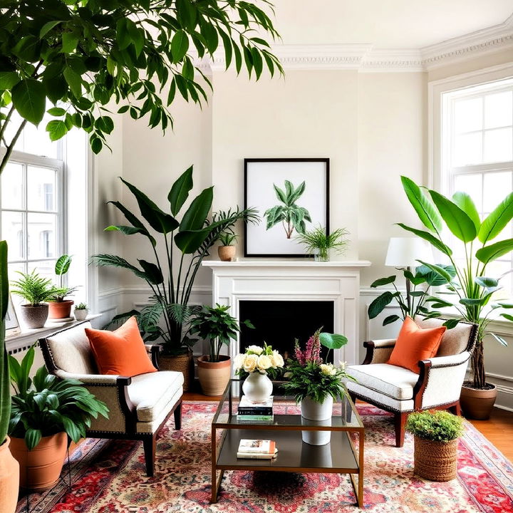 add greenery to a parlor room