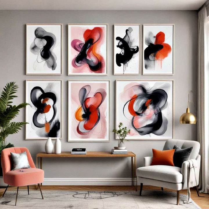 add modern vibes with an abstract art wall