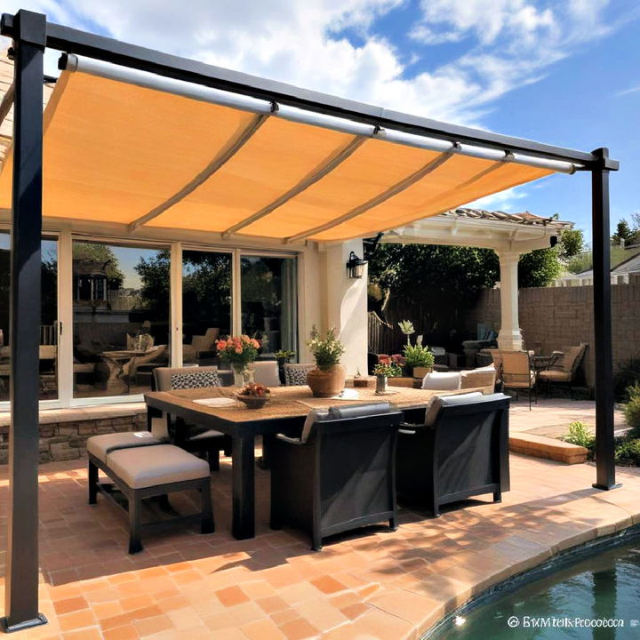 adjustable roman shades for pergolas