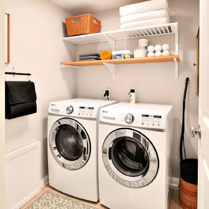 adjustable shelves for laundry storage