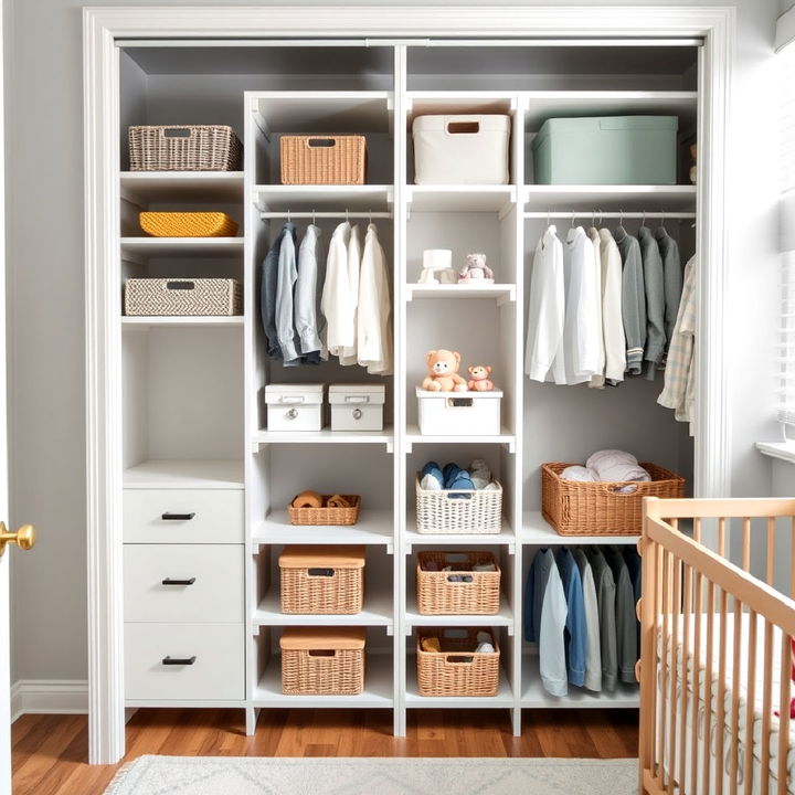 adjustable shelving units nursery closet