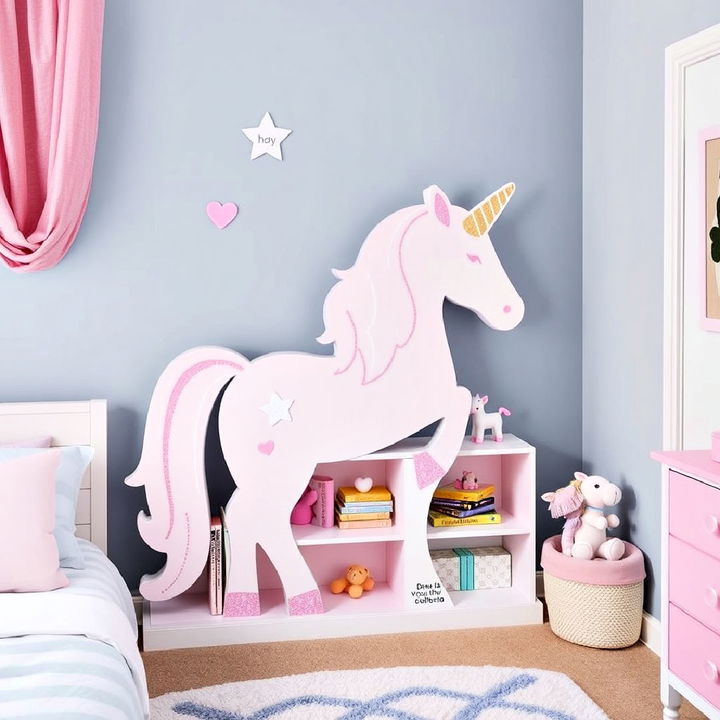 adorable unicorn themed bookshelf