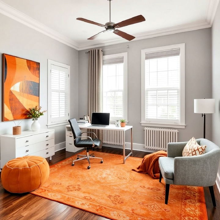 amber and light gray home office