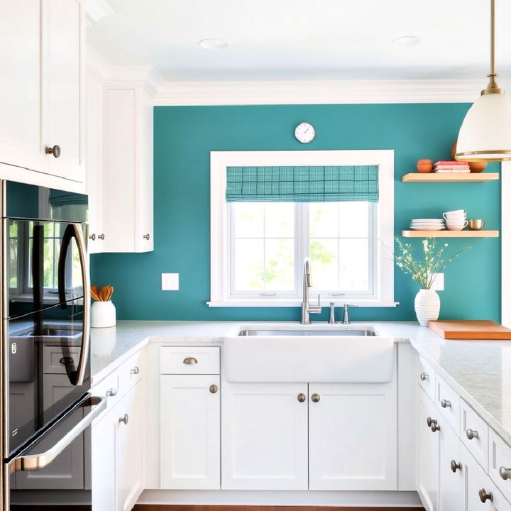 ambiance teal accent walls for kitchen