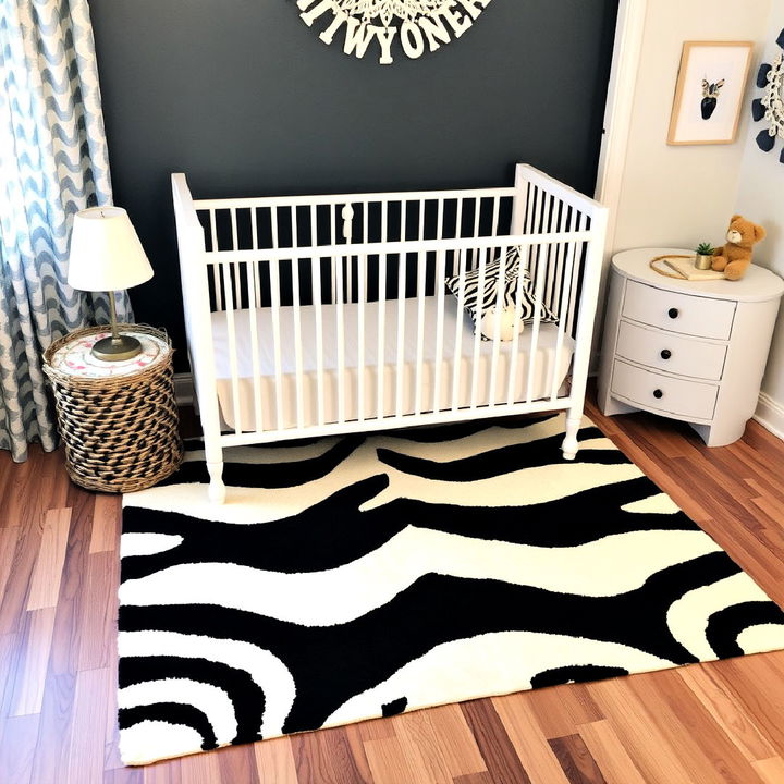 animal print rug into nursery