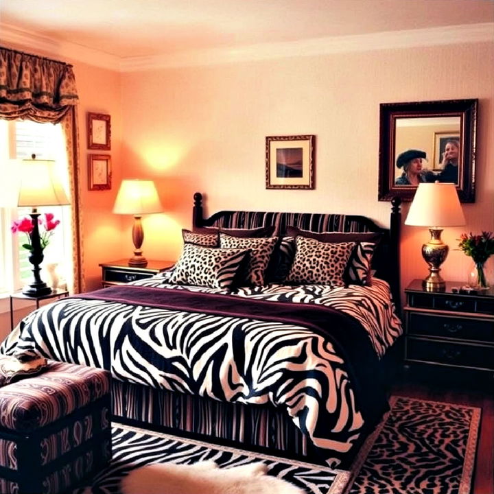 animal print striking bedding and rug