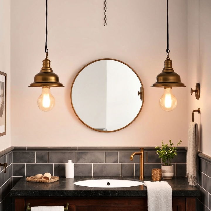 antique brass pendant lights for bathroom