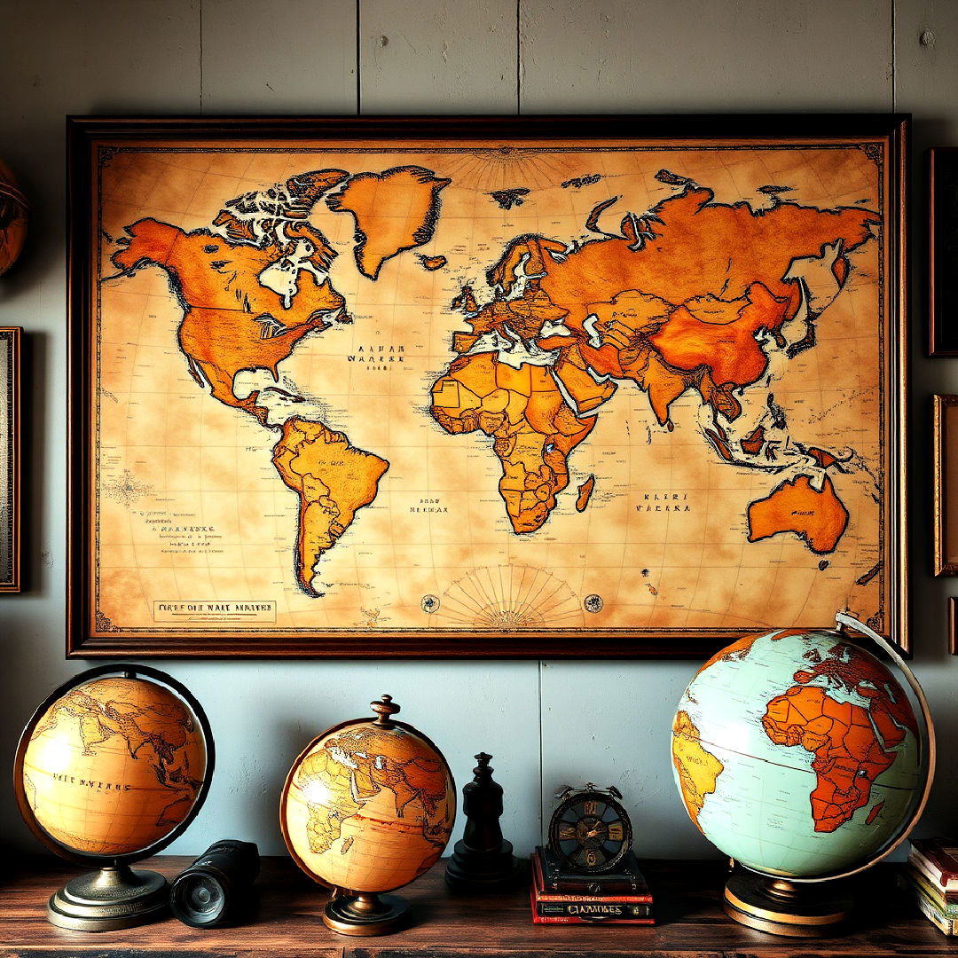 antique maps and globes for interior decoration