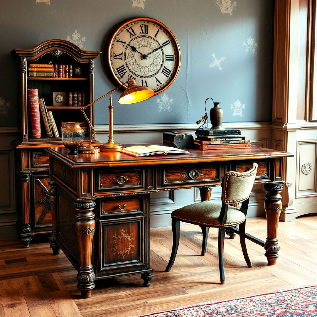 antique writing desk with ornate details