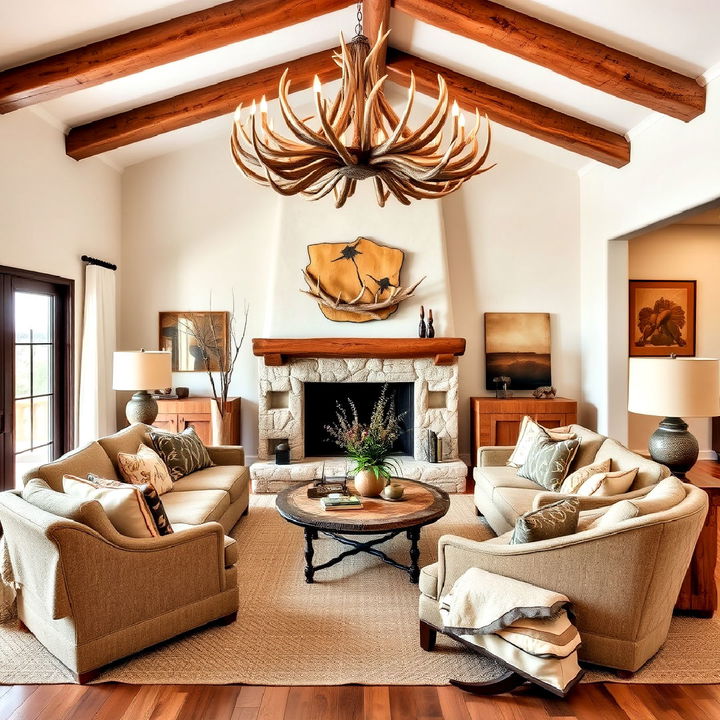 antler or bone décor to add rustic touch