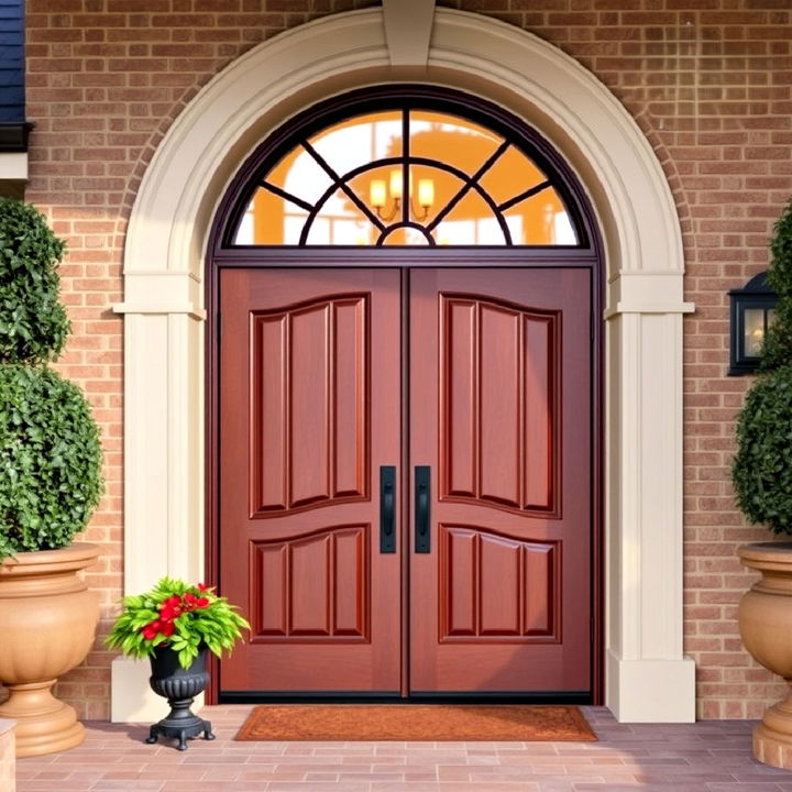 arched double front door