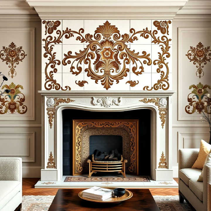 artistic baroque tiles for fireplace